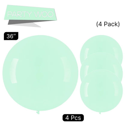 PartyWoo Mint Green Large Balloons 4 pcs 36 Inch Pastel Green Light Green Giant Big Jumbo Balloons for Birthday Baby Shower Wedding Anniversary Graduation Party Decorations, Green-Q06