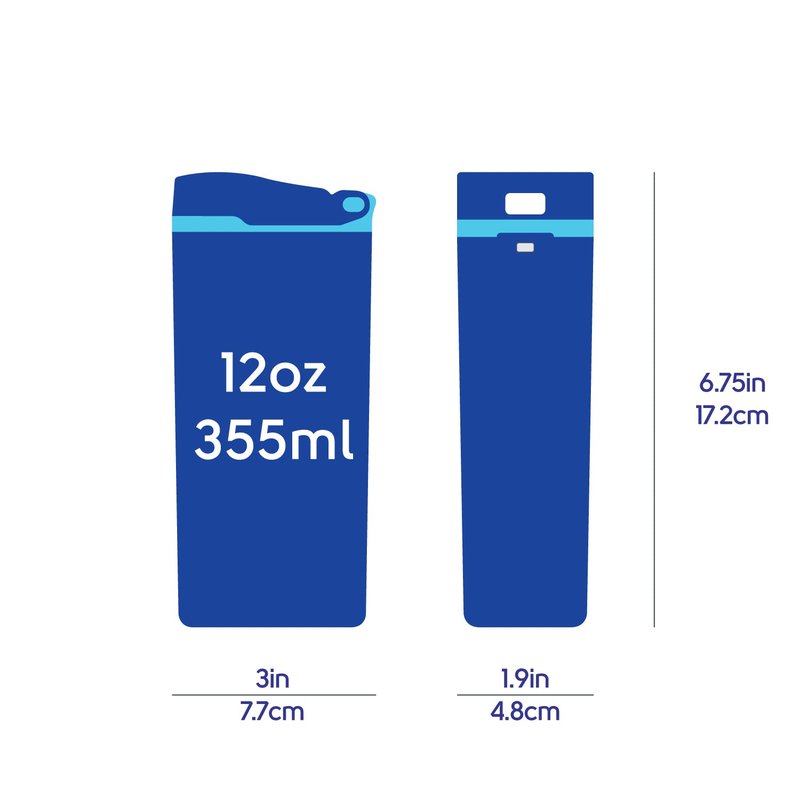 Precidio New 2022 Drink in the Box Design Eco-Friendly Reusable Drink Container, 12oz (Blue) 1012BL
