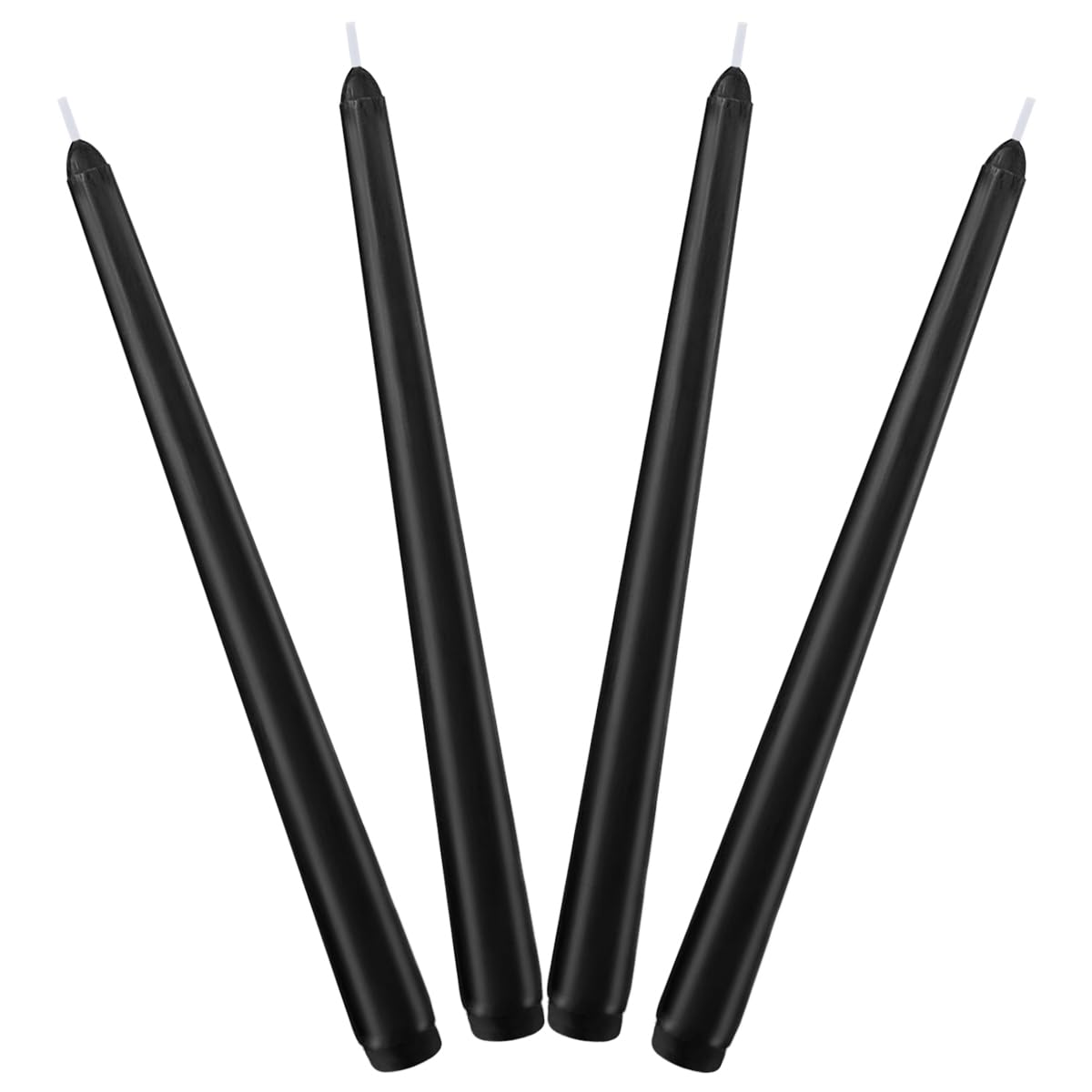 4 Pack Black Taper Candles for Halloween, 10×7/8 Inch Dripless Candlesticks, Great for Home Decoration Dinner Party Meditation and Emergency