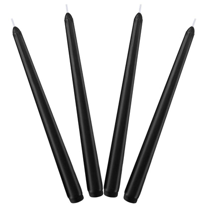 4 Pack Black Taper Candles for Halloween, 10×7/8 Inch Dripless Candlesticks, Great for Home Decoration Dinner Party Meditation and Emergency