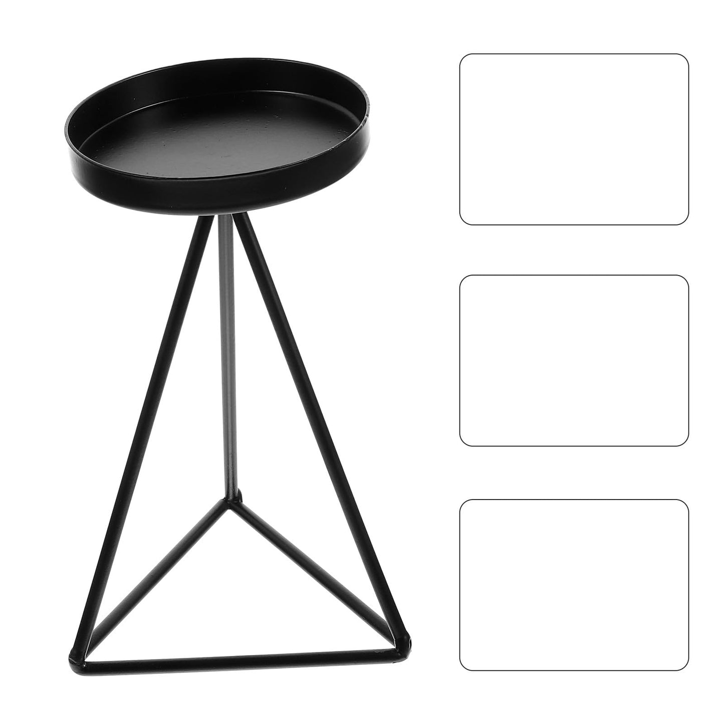 Ipetboom Geometric Iron Hollow Candlestick Holder Black Triangular Candle Pedestal for Dining Table Home Decor