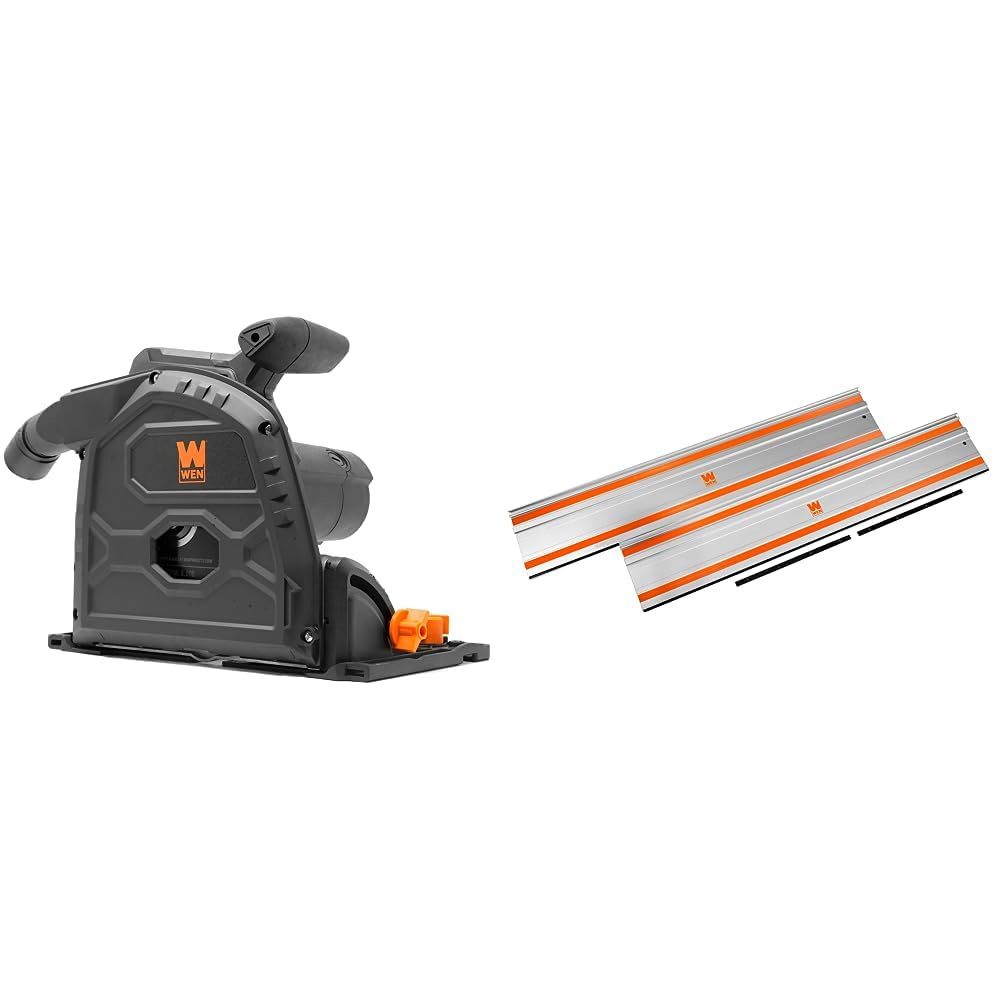 WEN 7.25-Inch Track Saw (CT1274) and 110-Inch Track Saw Track Guide Rail Bundle