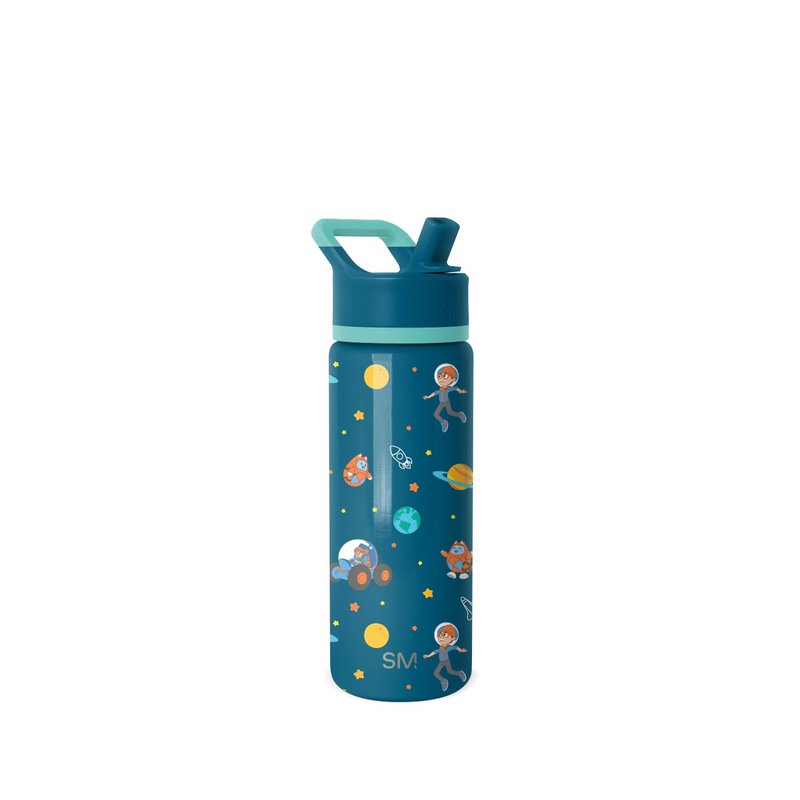 Simple Modern Kids Summit Water Bottle with Straw Lid | Blippi 18oz Stainless Steel Cup Insulated Tumbler for Boys, Girls, School | Blippi Space
