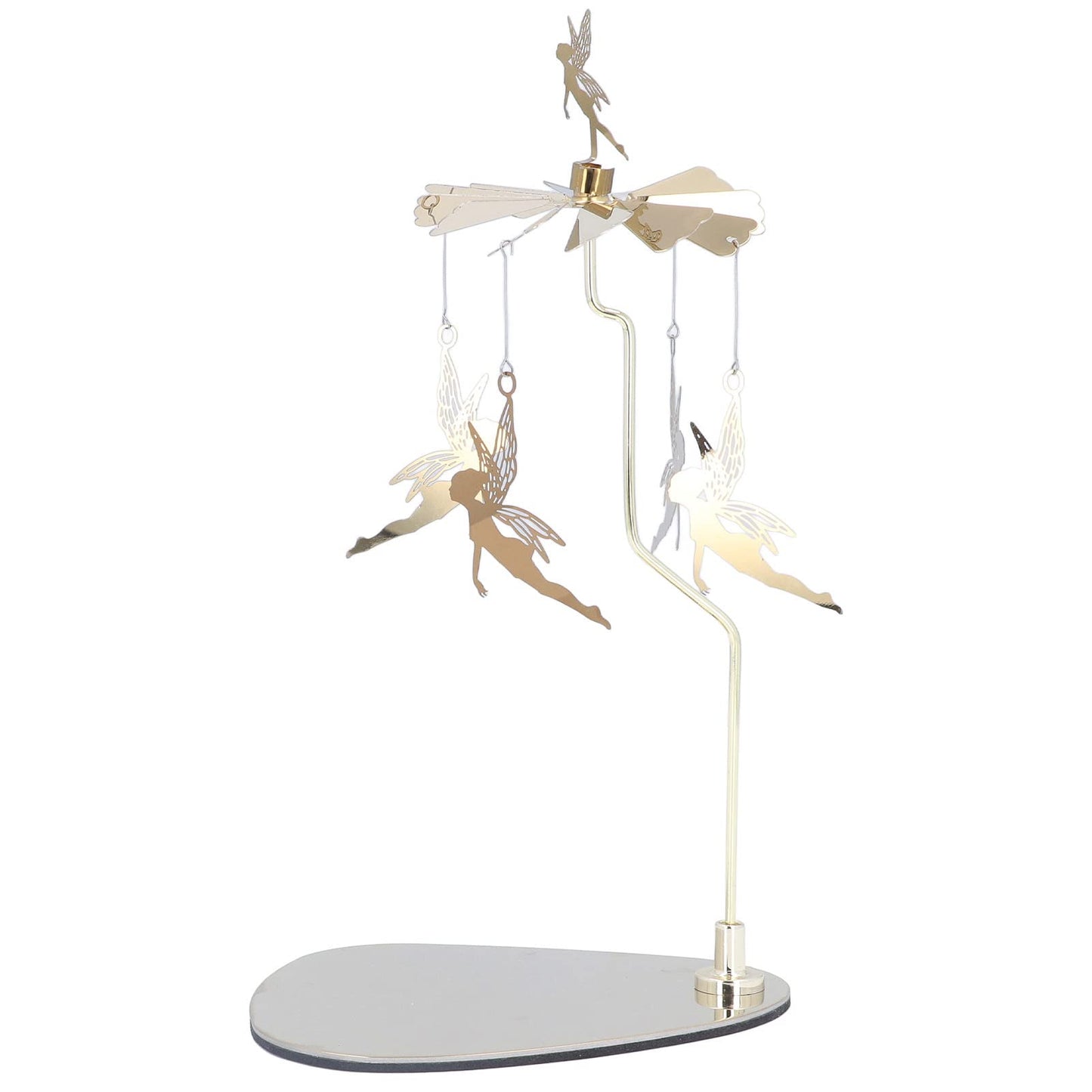 Cunyuer Candle Carousel Spinner, Rotarys Candle Holder Spinning, Gold Metal Flying Angels Tea Lights Candles Holder, Romantic Scandinavian Designed Ornament for Wedding Christmas
