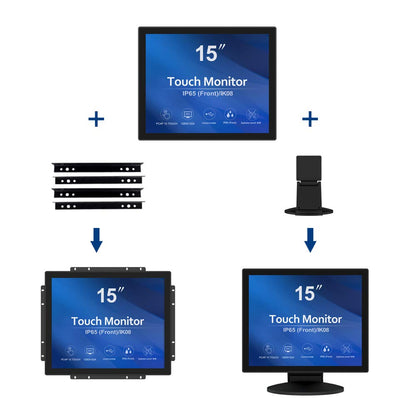 GreenTouch 15 Inch Open-Frame Touchscreen LCD Monitor - Capacitive PCAP -1024x768-5:4-Black…