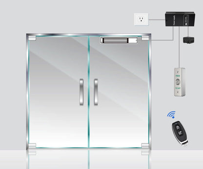 Door Access Control System 1200lbs Magnetic Lock Kit with 4 Remote Controls Stainless Steel Exit Button