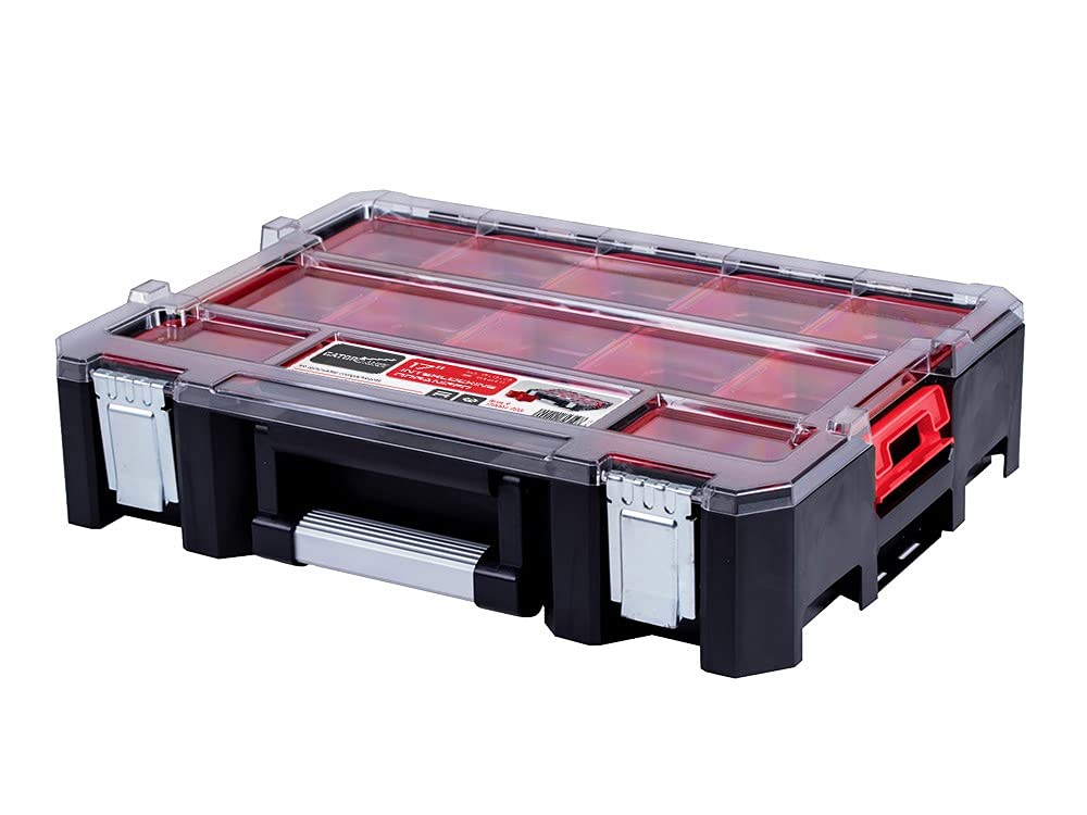 Deep Tray Organizer Box – Heavy-Duty Tool Storage Case with 15 Removable Cups – Hardware, Plumbing, Electrical Connector Container for Garage, Jobsite, or Workshop