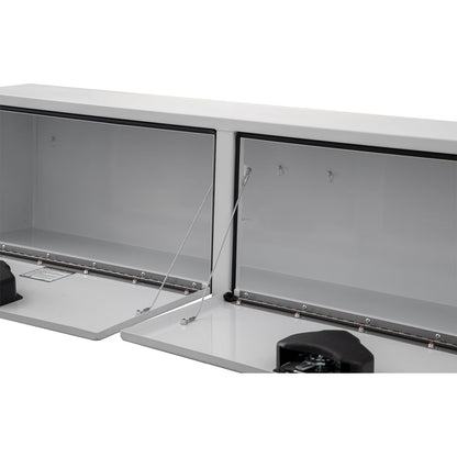 Buyers Products 1702895 White Steel Topsider Truck Box, 18 x 16 x 90 Inch, Heavy-Duty, Weather Resistant Storage for Professional Work Trucks, Made in USA