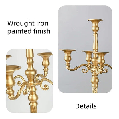 Metal Candelabra for Home Decor, 5-Candle Candle Holders, Gold Candlestick Holders, Tall Candelabras Use in Restaurant, Party and Wedding(Silver,Medium)
