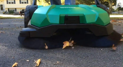 Bissell BigGreen BG355 Deluxe Triple Brush Push Power Sweeper, 21”, 9 gal Debris Container, 43" Height, 21" Width, Polypropylene, Green