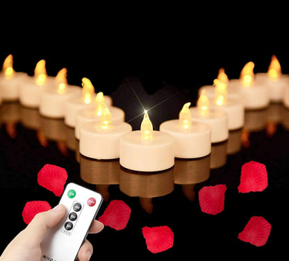 24Pack LED Tea Light Remote Control Battery Operated Flameless Candles Realistic and Bright Flickering Long Lasting 400 Hours Electric Candles for Christmas Home Party Wedding Decor (Warmyellow)