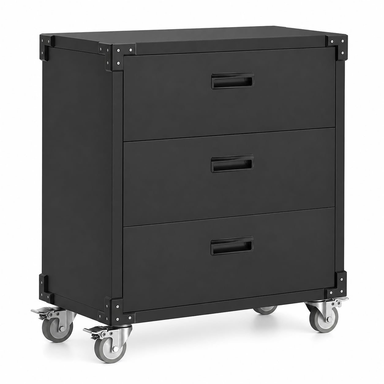 GarveeHome Heavy Duty Metal Tool Cabinet Organizer – 3 Lockable Drawers, Rolling Storage Cart & Workbench, Steel Construction, Easy Assembly, Ideal for Garage, Workshop, Warehouse, Office – Black