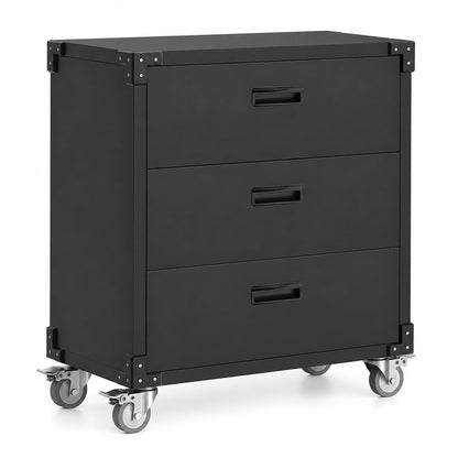 GarveeHome Heavy Duty Metal Tool Cabinet Organizer – 3 Lockable Drawers, Rolling Storage Cart & Workbench, Steel Construction, Easy Assembly, Ideal for Garage, Workshop, Warehouse, Office – Black