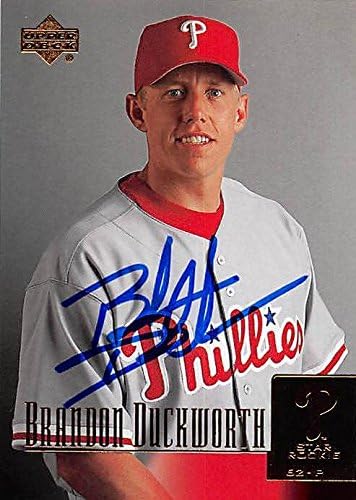 Sports Memorabilia Autograph Warehouse 244724 Brandon Duckworth Autographed Baseball Card - Philadelphia Phillies FT 2001 Upper Deck Star Rookie - No. 278