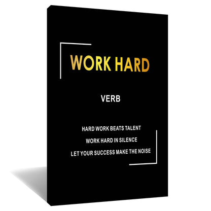 Work Hard Motivational Wall Decor Inspirational Entrepreneur Quotes Picture Poster Artwork Inspiring Themes Painting Prints for Modern Living Room Office Wooden Framed Ready to Hang [12''Wx 18''H]