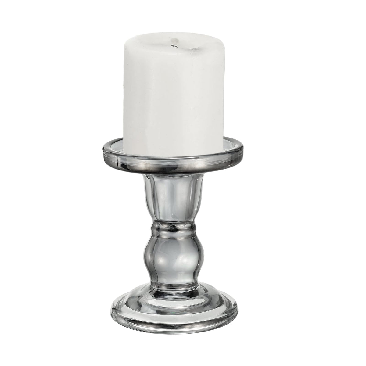 uxcell 11 cm Glass Candle Holder for Taper/Column Candles, Candle Holders Tealight Stand Candlestick for Tealight Wedding Table Centerpiece Home Decor, Smoke Gray