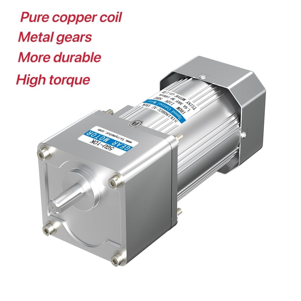 AC 110V 180W Motor + Gear Box (10K) + Speed Controller, Single Phase Electric Motor with High Torque, Variable Speed Motor, Reversible Gear Motor