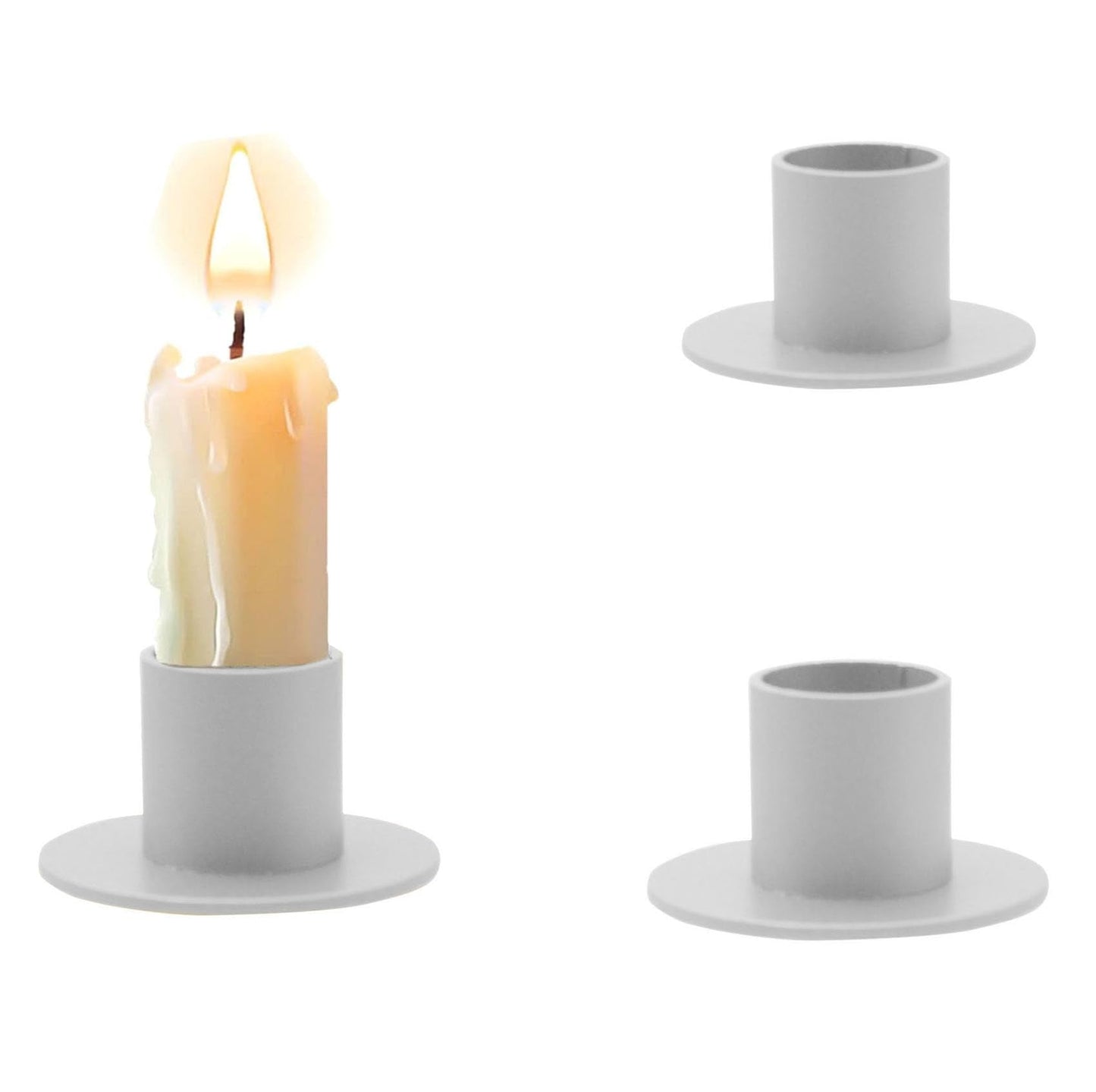 2 Pcs Gold Iron Candle Holder for Taper Candles, Wedding, Dinning, Party Decoration (White)