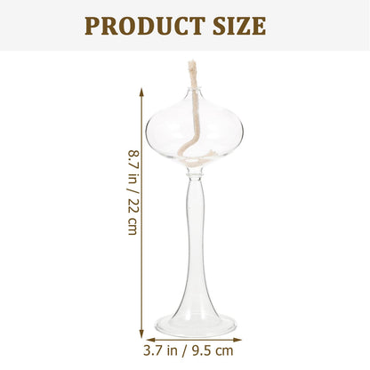Miniature Glass Oil Lamp with Handle - Refillable Kerosene Wick Lantern for Indoor Use and Home Party