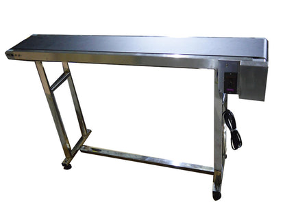 Yokoma Power Slider Bed PVC Belted Conveyor 59inch*7.8inch Stainless Steel Flat Conveyor Belt Systems Adjustable Speed 60W 110V Black