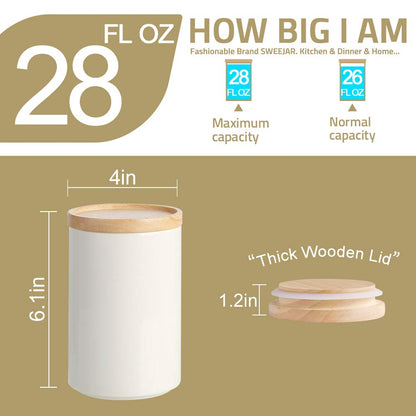 Sweejar Kitchen Canisters Ceramic Food Storage Jar, Stackable Containers with Airtight Seal Wooden Lid for Serving Ground Coffee, Tea, Sugar, Salt and More - 28 Fl Oz (Yellow)