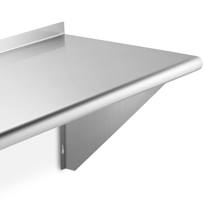 GRIDMANN 18" x 48" Stainless Steel Wall Mount Shelf with Backsplash, Commercial Grade - NSF Certified 18 Gauge Shelving for Restaurant, Kitchen, Utility Room, Garage