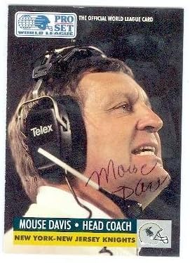 Sports Memorabilia Mouse Davis Autographed Football Card (New York New Jersey Knights) 1991 Pro Set World League No.110 Pen