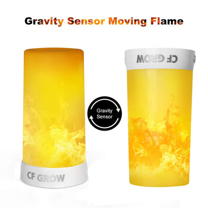 LED Flame Effect Light, USB Rechargeable Flame Candle Waterproof Dimmable 4 Modes Lantern with Gravity Sensing Effect & Magnetic Base, for Halloween, Room, Party, Bar Decor