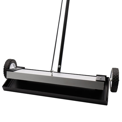 Grip 24" Magnetic Sweeper With Wheels With Lever Release - 30 lb Capacity - Easy Cleanup of Workshop, Garage, Construction