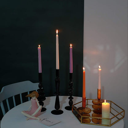 LKXHarleya Glass Candlesticks Holders, Retro Glass Candle Holder for Taper Candle Table Centerpiece Wedding Party Home Decoration, Transparent