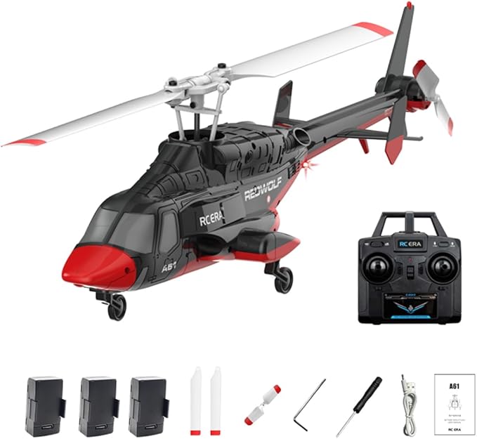 RC ERA A61 RC Helicopter with One-Key Takeoff/Landing 1/52 Scale Air-Wolf Single Rotor 2.4G 4CH Heli Aircraft Altitude Hold Optical Flow Positioning for Adults &amp Hobbyists