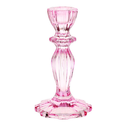 Talking Tables Boho Pink Glass Candlestick Holder Height 16cm One Size Glass Candle Holder,Large