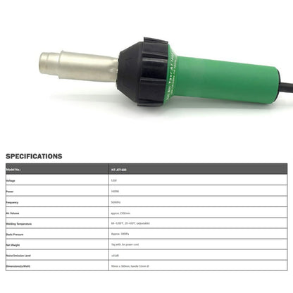 Hot Air Welding Gun PVC Professional Roofing Welding Kits 120V Welding PVC TPO EPDM Single Ply Roofing Membranes 1600W Welding Vinyl Flooring Coverings Linoleum Thermoplastics