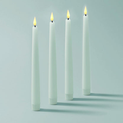 LampLust Flameless Taper Candles with Remote, 9 Inch, 4 Pack Pastel Blue Candlesticks, LED Flickering Flameless Candles for Baby Shower Gender Reveal Decoration, Summer Home Decor, Table Centerpiece