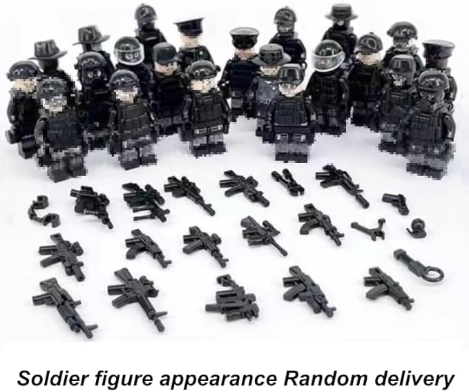 ELEFOCUS WW2 Military Base Building Set Custom Miniguns SWAT Gear and Army Weapons PackWitch 10 Soldier Figures