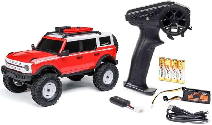 Axial 1/24 SCX24 F Bronco 4X4 RTR Brushed Rock Crawler (Battery &amp Charger Included) - Remote Control Car RC Cars RC Rock Crawler 4WD RTR 1/24 Scale for Adult (Red (AXI00006V2T6))