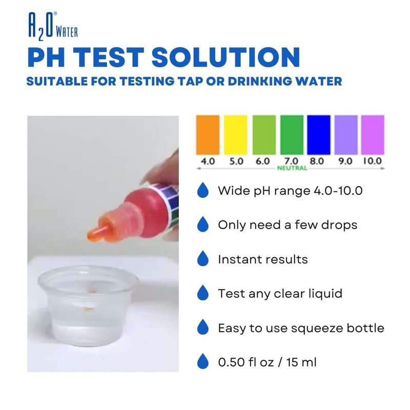 Alkaline Water, Tap, and Drinking Water Accurate Measure of pH Level, Test kit wht, up to 125 Tests per Bottle 0.50 Fl Oz by A2O Water - Made in USA