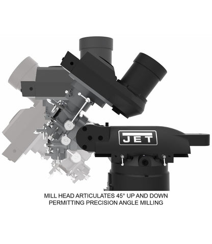 JET Elite Mill, 2-Axis Newall NMS800 DRO, X and Y-Axis Powerfeeds, USA Made Air Draw Bar (Model EVS-949)