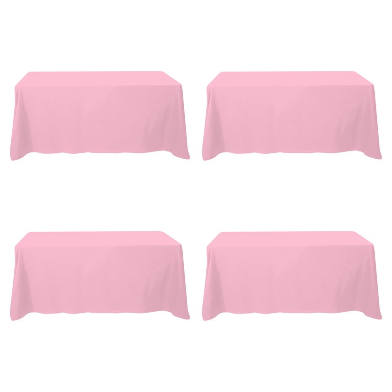 BRILLMAX 4 Pack Pink Tablecloths 90 x 132 Inch for 6ft Rectangle Tables - 150 GSM Polyester Fabric, Floor Length Drop, Water, Stain & Wrinkle Resistant Cloth Cover for Wedding Reception Banquet