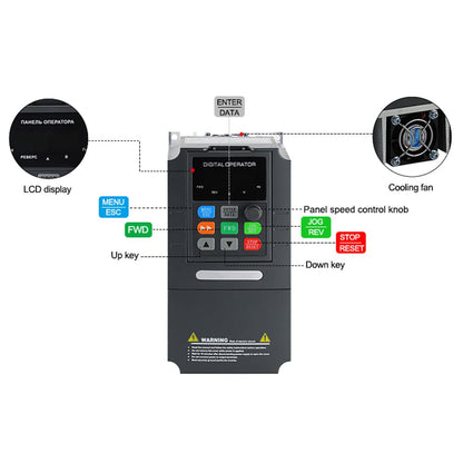 ATO 5hp VFD, 220V Single to Three Phase VFD Variable Frequency Drive, 5hp 3.7 kW VFD 220V-240V Single Phase Input 0-220V 3 Phase Output VFD for AC Motor Speed Control(1-Phase Input, 3-Phase Output)