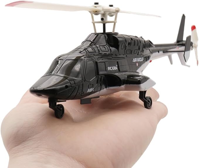RC ERA A61 AirWolf 110-size Electric RC Helicopter RTF with 6-Axis Gyro for Stable Flight &amp 2.4GHZ Upgraded Radio TX - Micro Scale RC for Adult/Beginner/Advanced (Black/White (ERA-A61-RTF-BW))