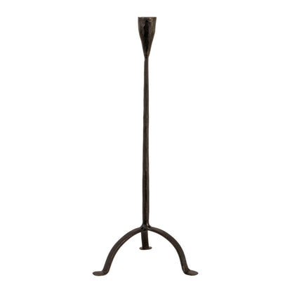 Creative Co-Op 16" H Hand-Forged Cast Metal Footed Taper Holder, Black
