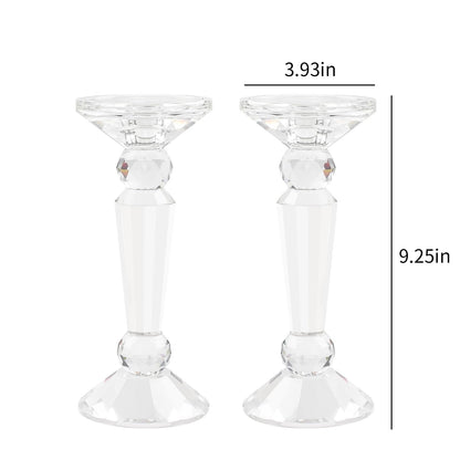 Marvala Crystal Taper Candle Holders Set, Clear Dual-Sided 2-in-1 Candlesticks for Taper and Pillar Candles, Elegant Wedding Table, Wedding, Christmas, Home Holiday Decor (Set of 2-S)