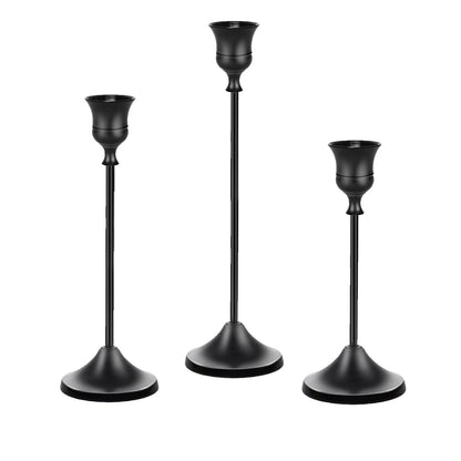 Bryzont Matte Black Candlestick Holders Metal Taper Candle Holders Modern Candle Stick Holder Set of 3 for Candlesticks, Farmhouse Home Decor, Dinning Table, Fireplace Mantel, Party