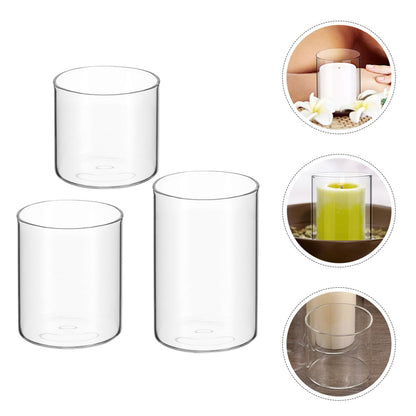 YARNOW 3pcs Small Glass Candle Holders Set Cylinder Aromatherapy Candle Cups for DIY Soy Wax Tealight Jars for Home Decor and Relaxation