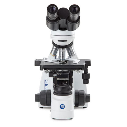 bScope Binocular Compound Microscope, HWF 10x/20mm Eyepieces and Quintuple Nosepiece with Plan PLI 4/10/S40/S100x Oil Infinity Corrected iOS Objectives Globe Scientific | Euromex