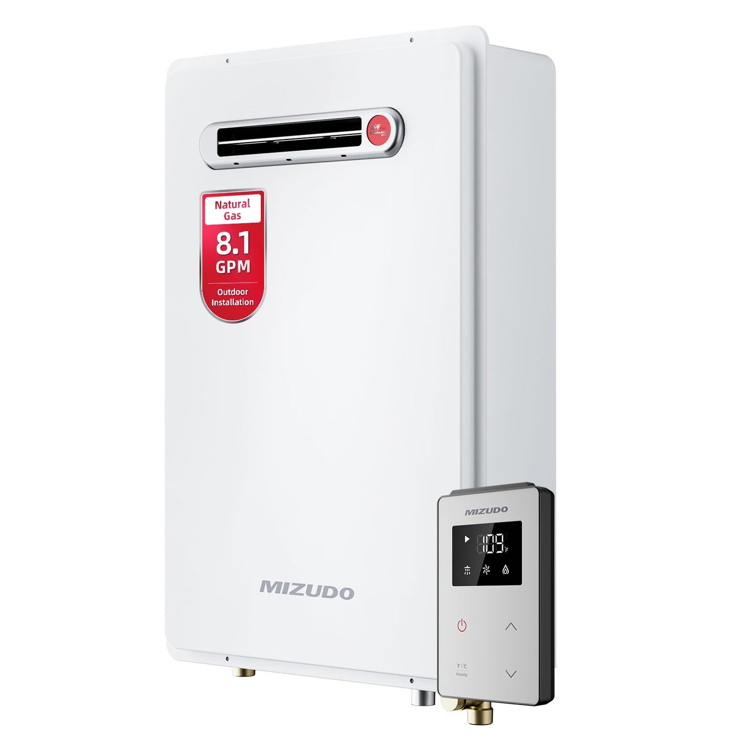 MIZUDO 180,000 BTU Natural Gas Tankless Water Heater, Outdoor Installation Up to 8.1 GPM, CSA Certified Instant Hot Water Heater for Residential Whole House, GEN 3