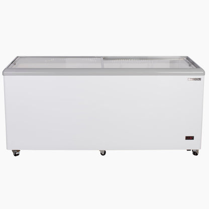 Maxx Cold MXDC-12 Commercial Ice Cream Dipping Cabinet Freezer with Curved Glass, Holds up to Twenty Two (22) Flavor Tubs, 70-Inch, White