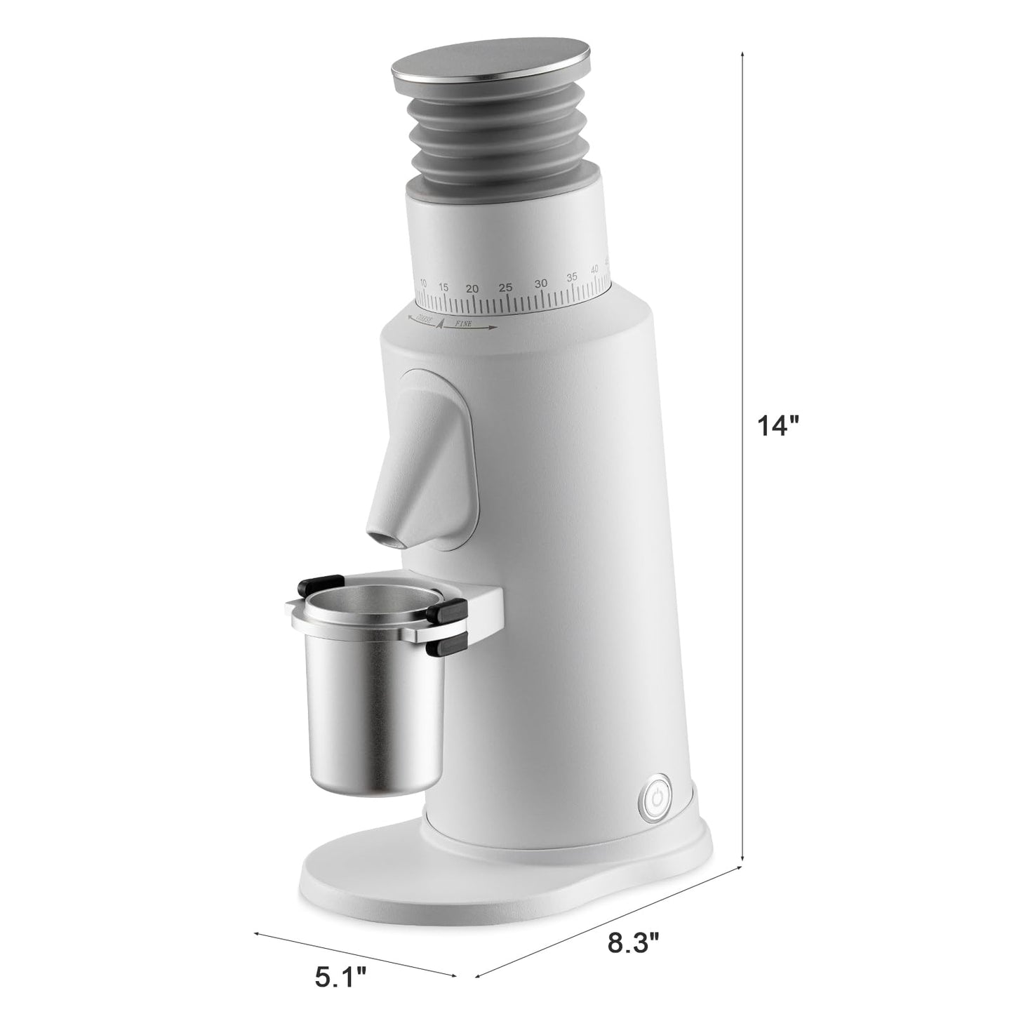 beanglass T64 Single Dose Coffee Grinder, 64mm Flat Burrs Electric Espresso Grinder (White)
