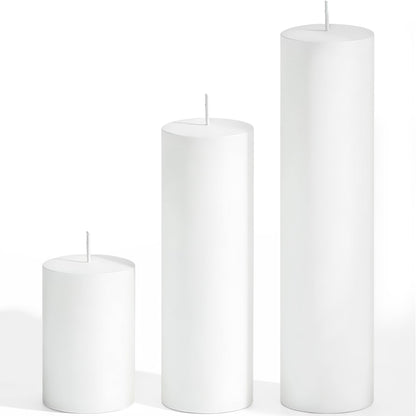 SDBALLBZ 3 Pcs White Pillar Candles Bulk Set, 2x3” 2x6” 2x8” Paraffin Hurricane Candles, Unscented Dripless Smokeless, Long Burning for Home & Table Decoration, Dinner & Romantic Atmosphere